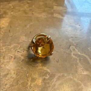 Vintage 1960s cocktail ring 12 carat gold filled with large faceted yellow stone
